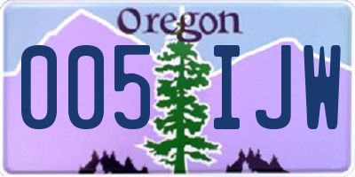 OR license plate 005IJW