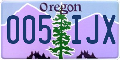 OR license plate 005IJX