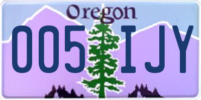OR license plate 005IJY