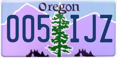 OR license plate 005IJZ