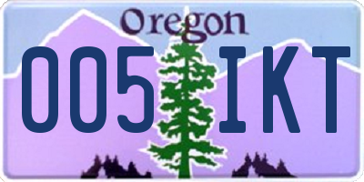 OR license plate 005IKT