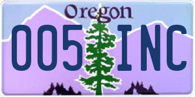 OR license plate 005INC