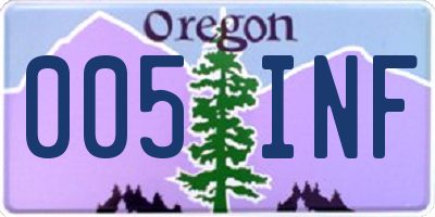 OR license plate 005INF
