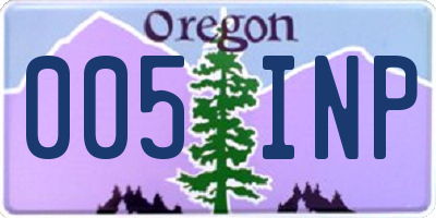 OR license plate 005INP