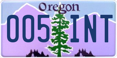 OR license plate 005INT