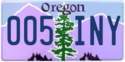 OR license plate 005INY