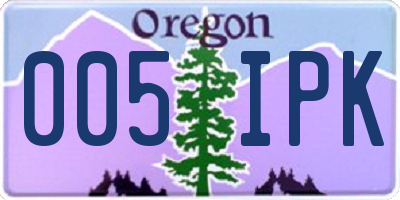 OR license plate 005IPK