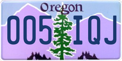OR license plate 005IQJ