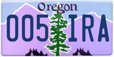 OR license plate 005IRA