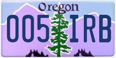 OR license plate 005IRB