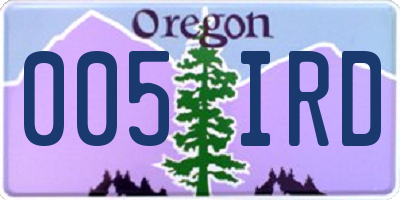 OR license plate 005IRD