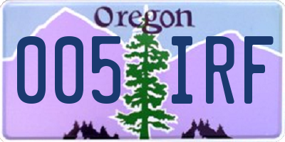 OR license plate 005IRF