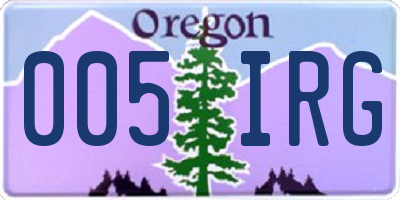 OR license plate 005IRG