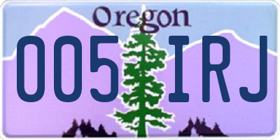 OR license plate 005IRJ