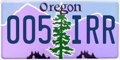 OR license plate 005IRR