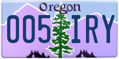 OR license plate 005IRY