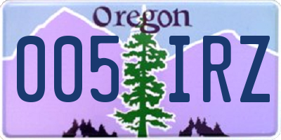 OR license plate 005IRZ