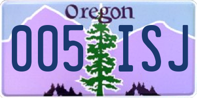 OR license plate 005ISJ