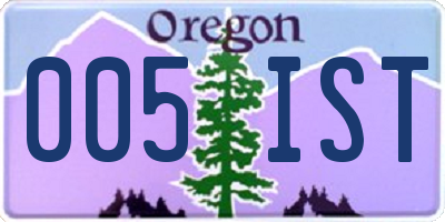 OR license plate 005IST