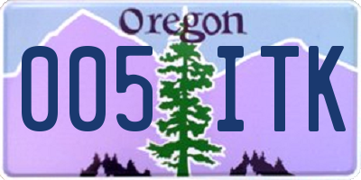 OR license plate 005ITK