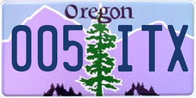 OR license plate 005ITX