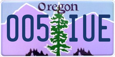 OR license plate 005IUE