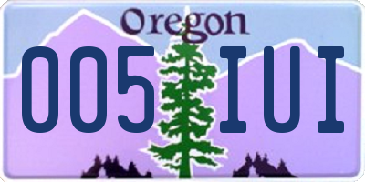OR license plate 005IUI
