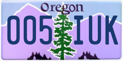 OR license plate 005IUK