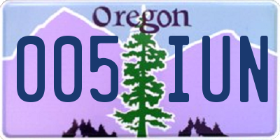 OR license plate 005IUN