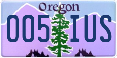 OR license plate 005IUS