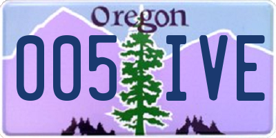 OR license plate 005IVE
