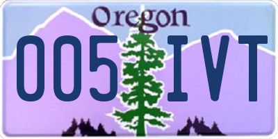 OR license plate 005IVT