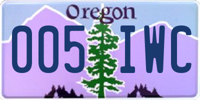 OR license plate 005IWC