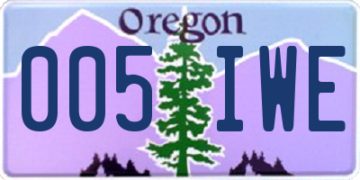 OR license plate 005IWE