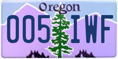 OR license plate 005IWF