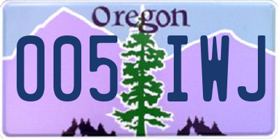 OR license plate 005IWJ