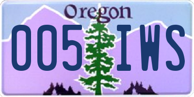 OR license plate 005IWS