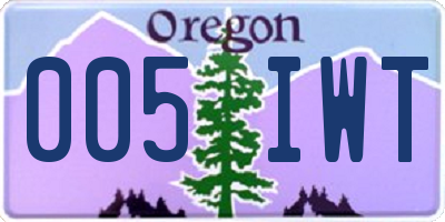 OR license plate 005IWT