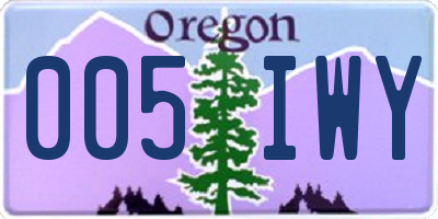 OR license plate 005IWY