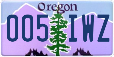 OR license plate 005IWZ