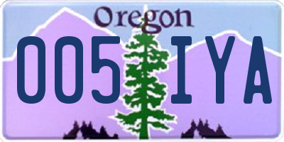OR license plate 005IYA