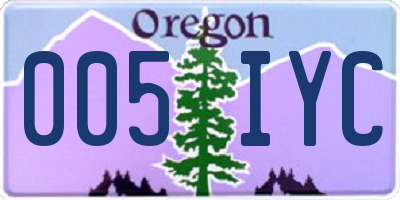 OR license plate 005IYC