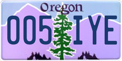 OR license plate 005IYE