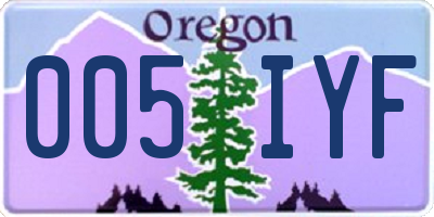 OR license plate 005IYF