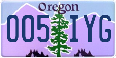 OR license plate 005IYG