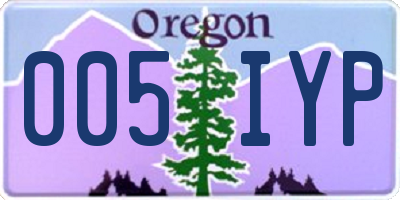 OR license plate 005IYP