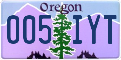OR license plate 005IYT