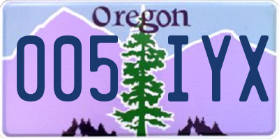 OR license plate 005IYX