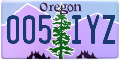 OR license plate 005IYZ