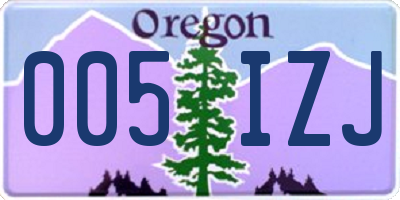 OR license plate 005IZJ